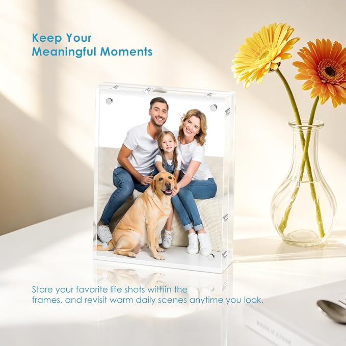 4x6 Acrylic Picture Frame Set of 3, 20mm Thick, Tabletop Display | Double-Sided Transparent Magnetic Frameless Photo Frame, for Photos, Fits Home, Office - Image 7