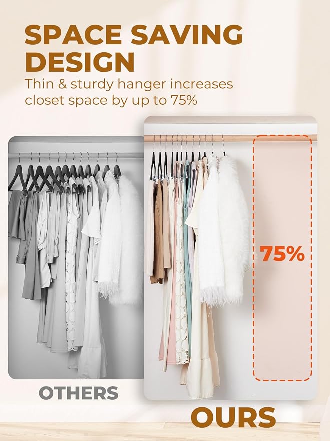 HOUSE DAY Velvet Skirt Hangers 72 Pack, Black Hanger with Adjustable Clips | Space Saving Slim Felt Pant Hanger, Heavy Duty Shorts Hanger, Non Slip Clip Hangars for Pants, Skirts, Shorts, Outfit - Image 5