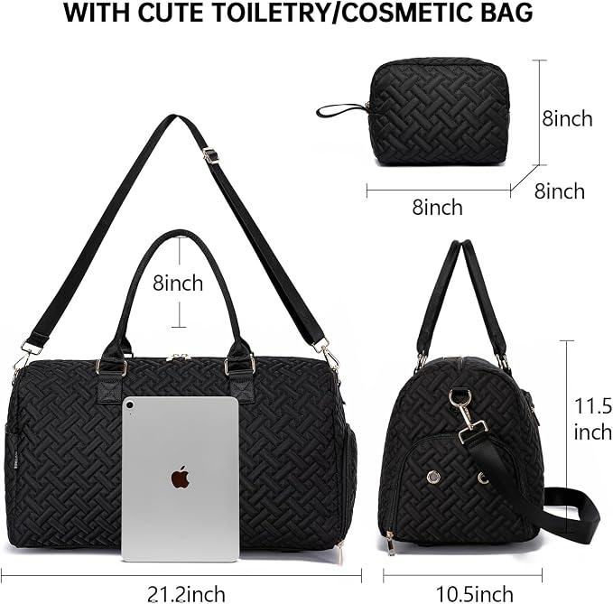 Duffle Bag for Travel, Weekender Bag with Shoe Compartment, Carry On Overnight Bag for Women with Toiletry Bag, Gym Bag with Wet Pocket, Hospital Bags for Labor and Delivery Beige - Image 2