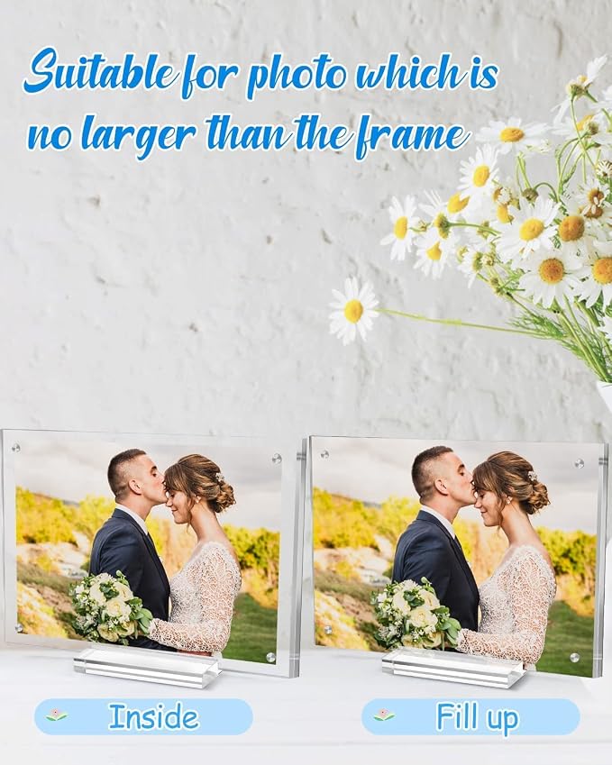 11x14 Acrylic Picture Frames, Clear Double Sided Magnetic Display | Crystal Clear Frameless Photo Frames, Freestanding Desktop Display with Detachable Stand & Gift Box - Image 3