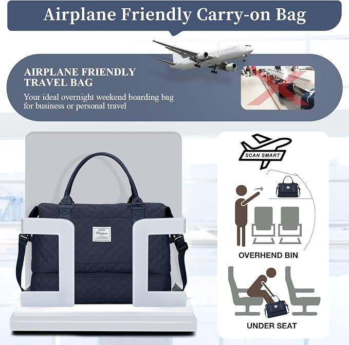 Weekender Bags for Women, Travel Duffel Bag with Shoes Compartment | Overnight Bag with Toiletry Bag, Carry on Personal Item Bag for Travel Business Trips Sport Hospital,Grid Travel Bag Set - Image 8
