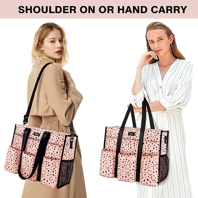IBFUN Utility Tote Bag with 24 Pockets, Large Teacher Travel Tote for Women | Large Work Tote Bag 2pcs with Zipper for Travel Daily School Teacher Nurse, Large Lightweight Laptop Shoulder Bag Handbag - Image 4