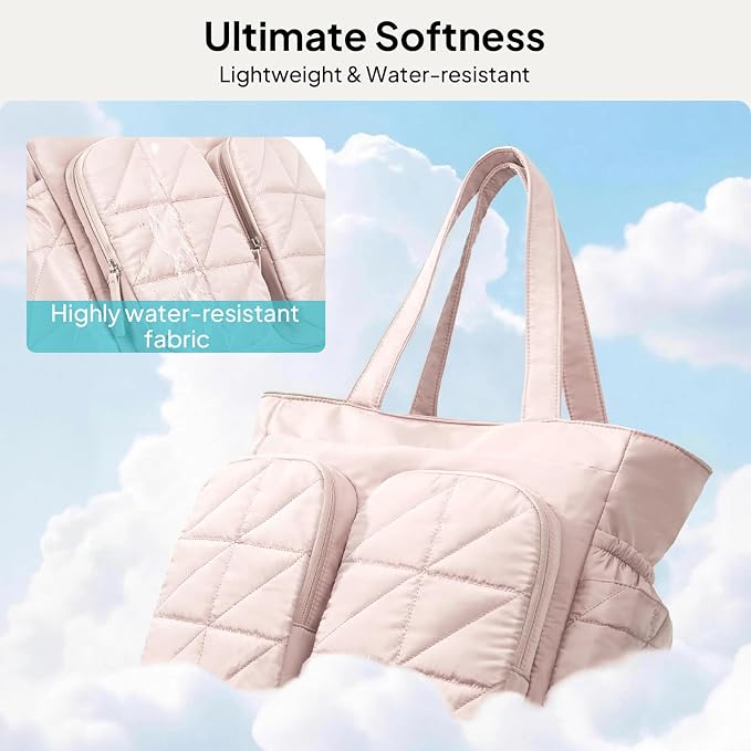 TOPEAST Diaper Bag Tote, Quilted Puffer Baby Bag with Insulated Pockets, Lightweight Hospital Bag for Mom & Dad, Travel, Work - Image 7