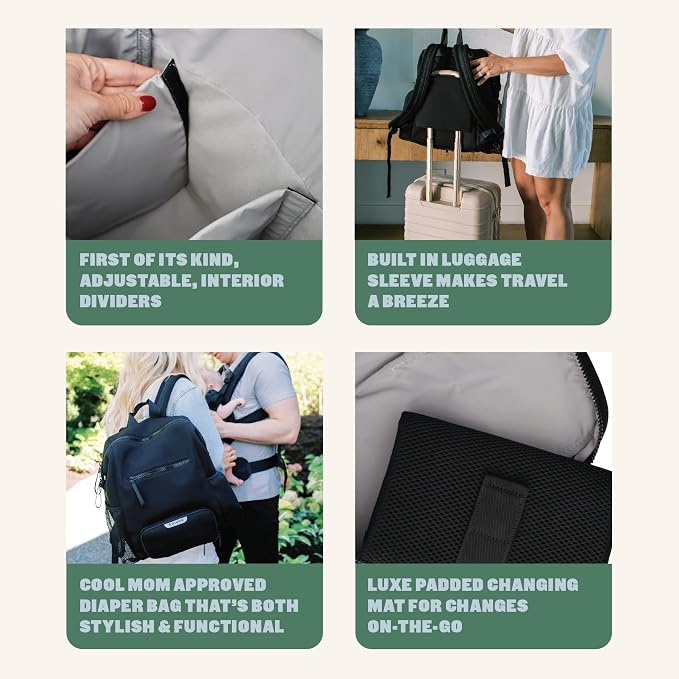 Colugo Neoprene Parent Diaper Backpack With Changing Pad & Pouches | Award-winning, Washable Baby Bag with Insulated Pocket, Luggage Sleeve, Multiple Customizable Compartments, 4 Cupholders - Image 7