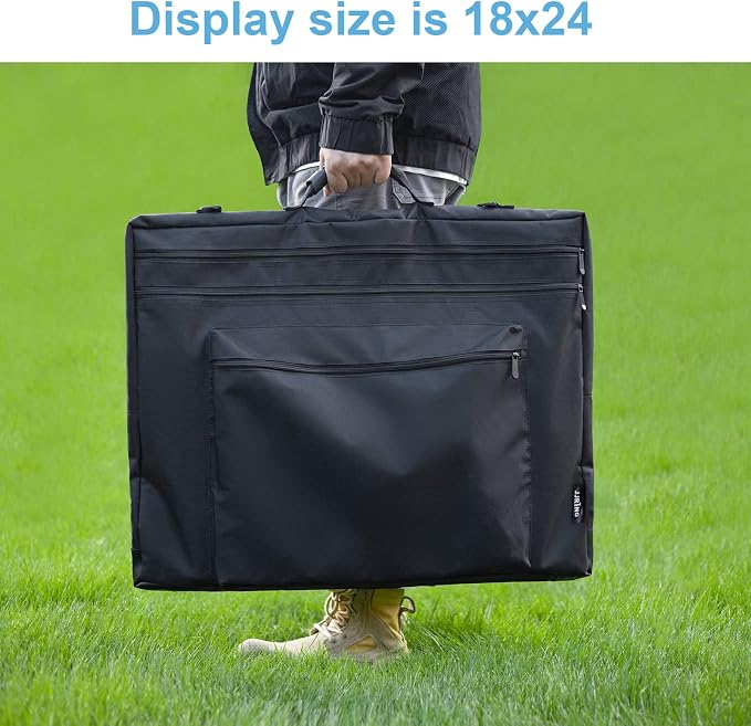 JJRING 18x24 Art Portfolio Tote Bag With Shoulder Strap, Black | Large Carrying Storage Case With Handle For Artwork, Posters, Canvas, And Drawing Boards - Image 8