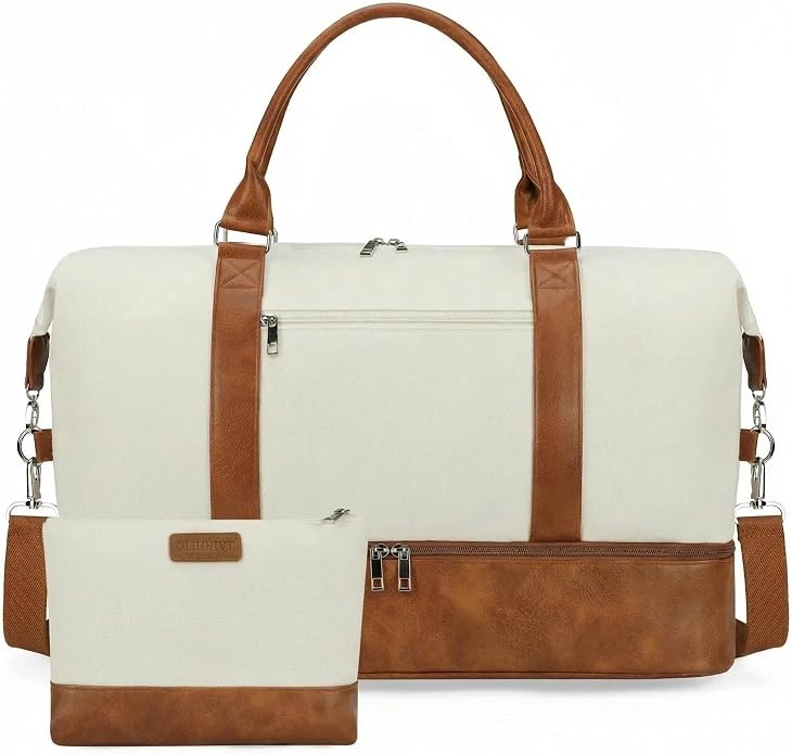 Women's Weekender bag Travel Duffel Bag with Shoe Compartment 21-inch Airline-Approved Carry-On, 2-Piece Overnight Bag Set Personal Item Luggage by GAYUAPEIABAG