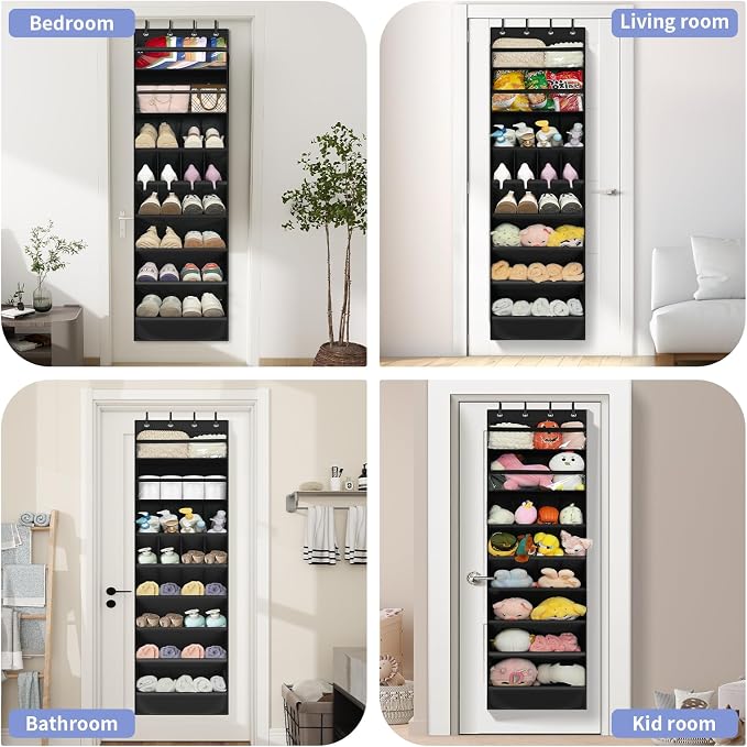 1 Pack 8 Shelves Over The Door Shoe Organizer, 68" Exlarge Deep Pockets | Hanging Shoe Organizer, Shoe Rack for Closet, Shoe Holder for Boots, Sneakers, Heels, Over Door Organizer in Home, RV, Black - Image 7