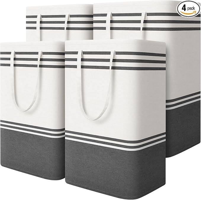 4 Pack Large Laundry Baskets, Laundry Hampers, Freestanding Waterproof Collapsible Clothes Bag with Extended & Reinforced Handles - Clothes Basket for Dorm, Bathroom, Home (75L) by EpicTotes
