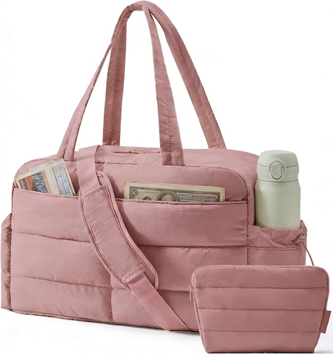 BAGSMART Gym Bag for Women with Toiletry Pouch, Lightweight Weekender Bags for Women with Wet Pocket, 31L Travel Duffle Carry On Bag, Weekender Overnight Bag for Travel,Water Resistant,Dark Pink by BAGSMART