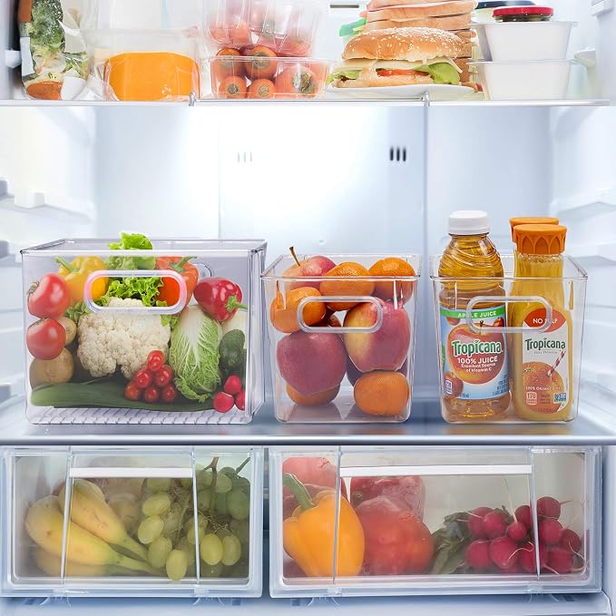Sorbus Fridge Organizers and Storage, Clear Plastic Bins (Medium, 2 Pack) | Handled containers keep crafts, clothing and household supplies sorted across pantries, cabinets, refrigerators and closets. - Image 6