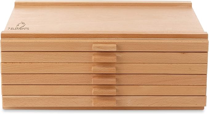 7 Elements 10 Drawer Wooden Artist Storage Supply Box for Pastels, Pencils, Pens, Markers, Brushes and Tools - Image 5