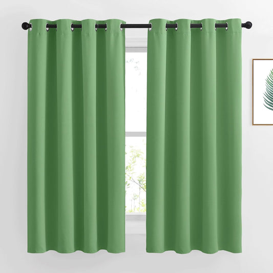 NICETOWN Insulated Blackout Curtains and Drapes - Microfiber Energy Saving Thermal Insulated Solid Grommet Blackout Draperies for Kitchen (1 Pair, 52 inches by 54 Inch, Forest Green)