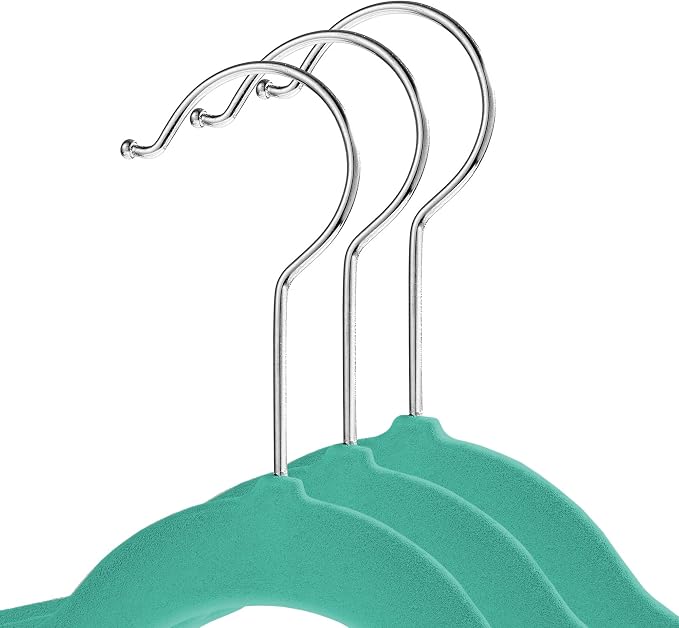 Casafield 100 Velvet Baby Hangers - 11" Size for Infant & Toddler Clothes - Teal - Image 2