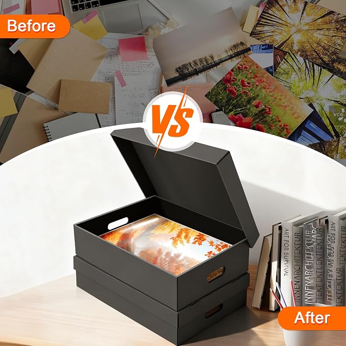 AOBOPLE 6 Pack Photo Storage Box,16" x 12" x 4" Keepsake Box with Handle Holes,Protective Storage Box for Photos Pictures Documents Artwork DIY and Souvenir,Home and Office Organizer - Image 5