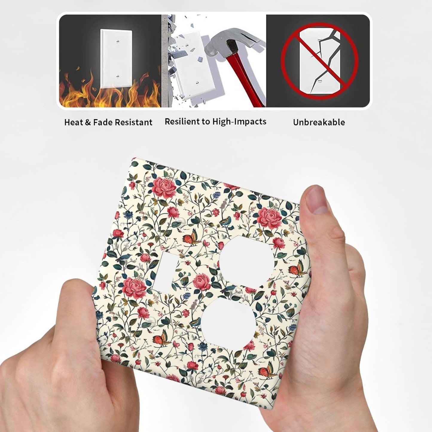 Wallplates Vintage Flowers Rose Leaf Bird Butterfly 1 Toggle 1 Duplex Switch Plate Electrical GFCI Faceplate Decorative Light Switch Covers for Bedroom living Room Decor