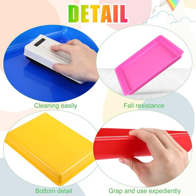 Maitys 15 Pack Plastic Art Trays 12 x 16 Inch Activity Crafts Trays Sensory Tray DIY Projects, Painting, Beads, Jewelry Office Home Organizer Arts and Crafts Supplies(Bright Color) - Image 2