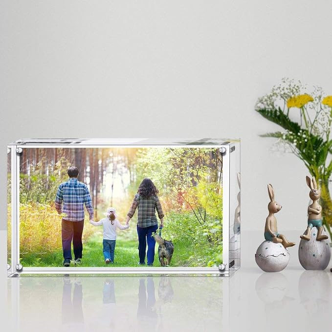 Boxalls 4x6 Inches Acrylic Picture Frame, Double Sided Clear Frameless Photo Frame with Magnetic Desktop Transparent - Image 4
