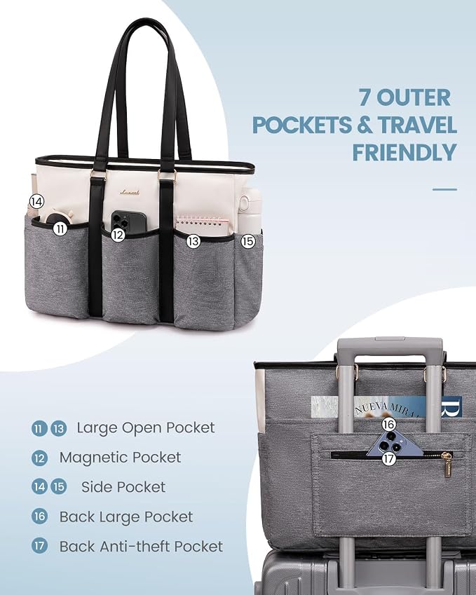 LOVEVOOK Nurse Work Tote Bag for Women With Large Cup Holder, Teacher Tote Laptop Bag for Women, Utility Bag For Work/Travel/College/Daily, Professional Computer Purse Handbag, 15.6 Inch - Image 5