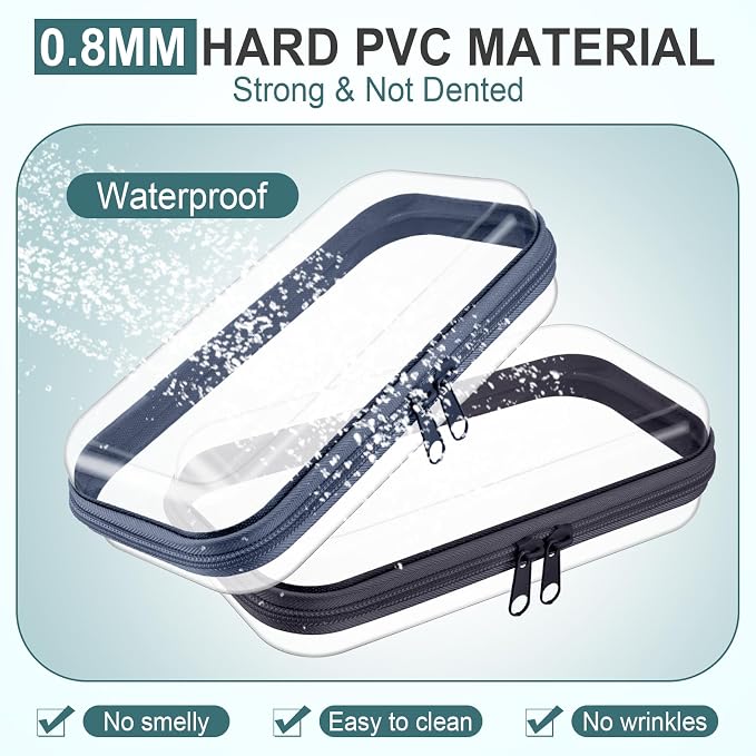 Sanwuta 6 Clear Hard Zipper Case,Blue-green,7.48 X 3.94 X 2 Inch | Pencil Case Pouches ,Makeup Bag,Plastic Toiletry Diaper Bag ,Travel Toy Storage,Waterproof Organizer Bins - Image 4