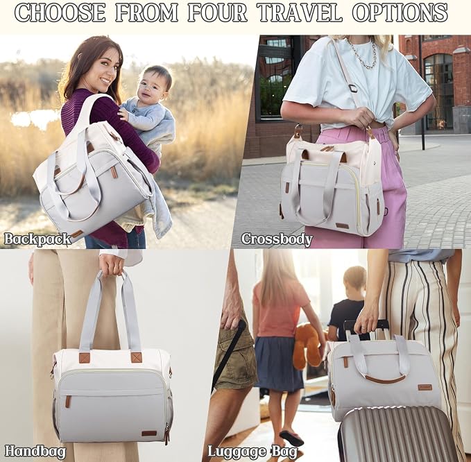 Diaper Bag Backpack Mommy Bag Large Capacity Diaper Backpack Travel Essential Baby Diaper Bag for Mom and Dad, Black (Blue & Creamy-White) - Image 2