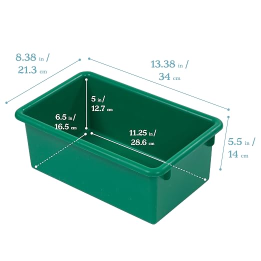 ECR4Kids Cubby Storage Bin with Lid, Multipurpose Organization, Assorted, 10-Piece | Durable plastic, GREENGUARD Gold Certified, 7 quart capacity, lightweight & nestable, easy-lift lids, classroom/home use - Image 2