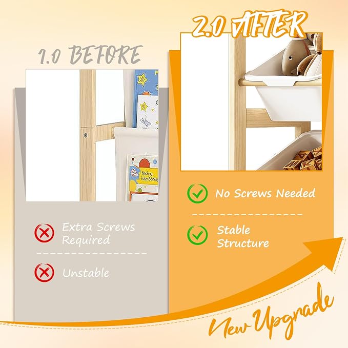 EXPERLAM Toy Storage Organizer with Bookshelf, Kids Toy Organizer and Storage Shelf with 12 White Bins, Solid Pine Wood Book Rack for Playroom, Nursery, Kids Room, Toys and Books - Image 4