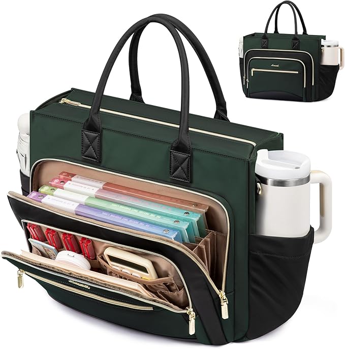 LOVEVOOK Work Tote Bags for Women,Laptop Teacher Bag With File Organizer | Large Cup Holder,Teacher Tote Bag,Nurse Bags,Multi-Pockets Professional Briefcase Business Purses Handbag by LOVEVOOK