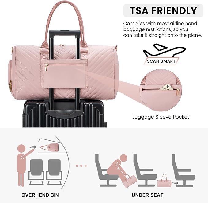 LOVEVOOK Travel Duffle Bag, Weekender Bag for Women with Toiletry Bag, Carry on Overnight Bag with Shoe Compartment, Gym Duffel Bag with Wet Pocket, Mommy Hospital Bags for Labor and Delivery - Image 5