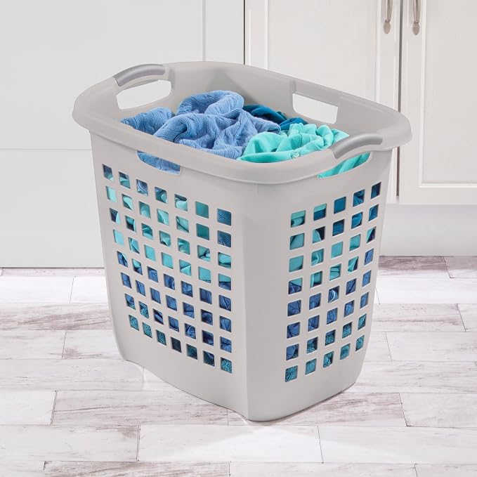 Sterilite Ultra Easy Carry Hamper, Laundry Basket Organizer, 4-Pack | 2.1 Bushel, Gray Pumice - Large Plastic Clothes Bin for Home, Dorm, Bathroom, and Bedroom Organization - Image 5
