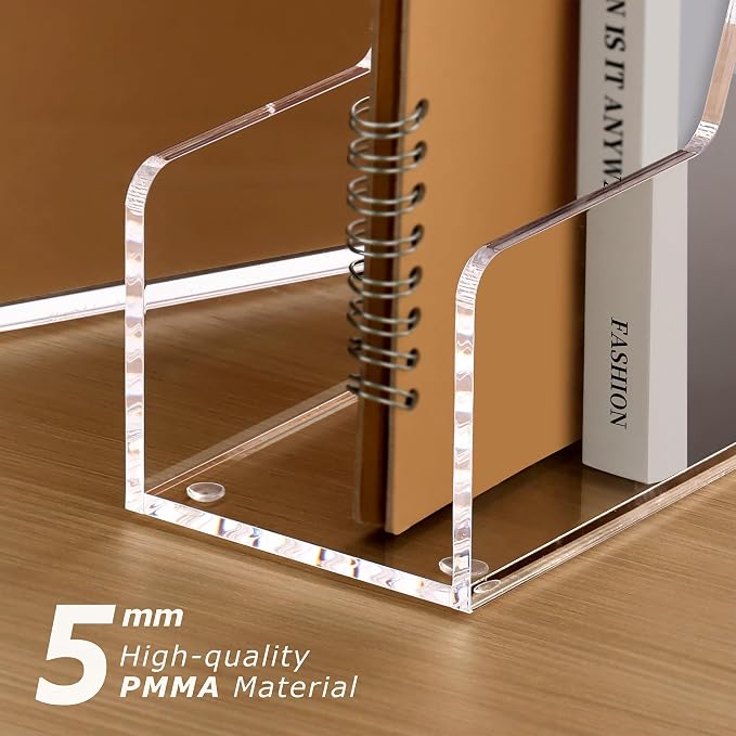 SANRUI 4 Pack Vertical File Holder, Acrylic Desk Organizer Magazine File Sorter for Magazines, Binders, Notebooks, Envelopes, Multi-purpose Clear Document Organizer Rack - Image 6