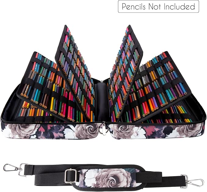 YOUSHARES Big Capacity Colored Pencil Case - 480 Slots large Pen Case Organizer with Multilayer Holder for Prismacolor Colored Pencils & Gel Pen (Grey Rose) - Image 2