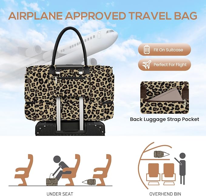 Travel Weekender Bags for Women: Duffle Bag with Shoe Compartment Carry On | 40L Capacity for 5 Day Trip Waterproof Durable Toiletry Bag Wet Pocket for Damp Items Suitable for Weekend Trips Hospital - Image 8