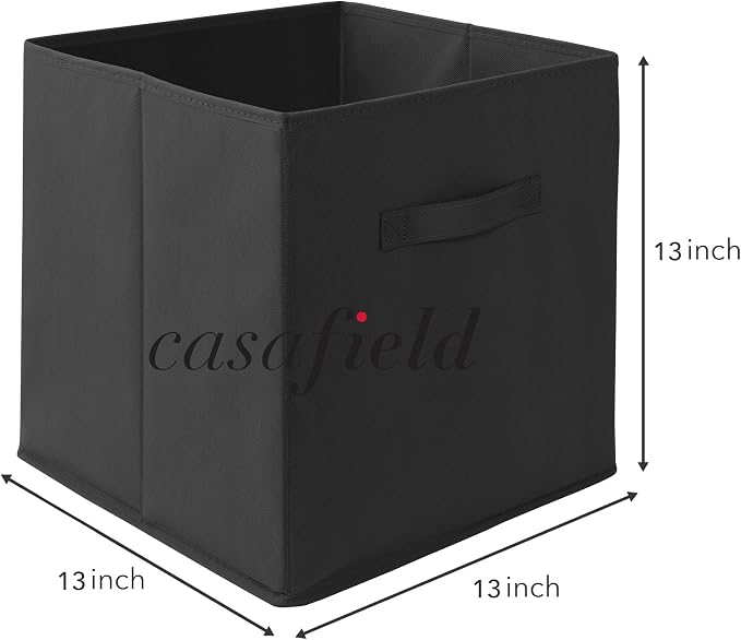 Casafield Set of 12 Collapsible Fabric Cube Storage Bins, Black - 13" Foldable Cloth Baskets for Shelves, Cubby Organizers & More - Image 7