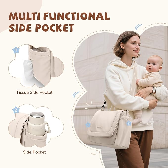 14L Puffer Diaper Bag Tote, Large Capacity Travel Diaper bags, Crossbody Hospital Bag for mom - Image 2