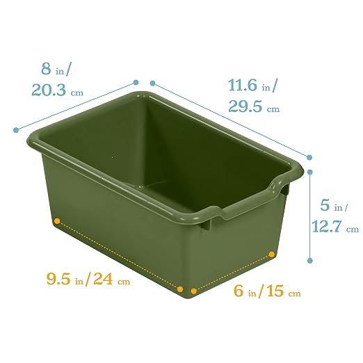 ECR4Kids Scoop Front Storage Bins, Multipurpose Organization, Earthtone, 25-Piece | Durable plastic, GREENGUARD Gold Certified, 1.2 gallon capacity, lightweight & nestable, built-in handle, classroom/home use - Image 2
