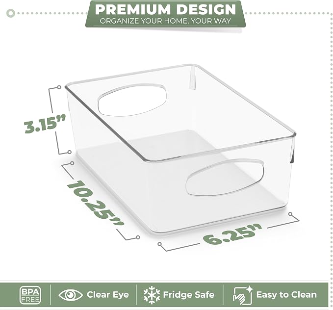 Sorbus Fridge Organizers and Storage, Clear Bins (Medium, 10 Pack) | Plastic bin with easy access for cabinets, packaged food, produce and household supplies; contents stay visible for sorting - Image 3