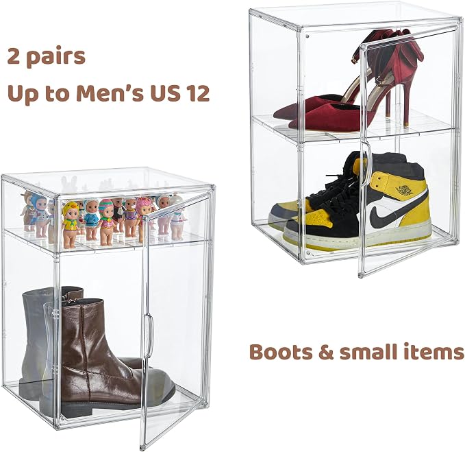 Attelite 6 Pack Large Plastic Stackable Shoe Containers + XXX-Large Clear Boot & Shoe Storage Box - Image 8