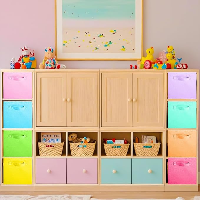 ShellKingdom Storage Bins, Foldable Fabric Storage Cubes, 8 Pack, 8 Colors | Cloth Organizer Drawer For Closet And Toys, 10.5 X 10.5 X 11 INCH, (Mix Colors) - Image 5