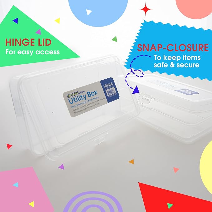BAZIC PRODUCTS Basix Clear Multipurpose Pencil Box, Stackable, 24-Case | snap-latch lid for pens, tools, crafts, supplies - Image 5