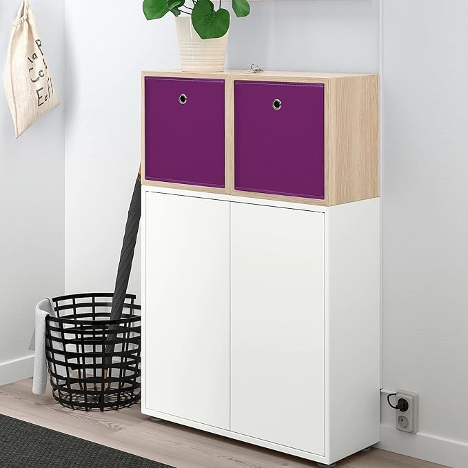Foldable Storage Cubes Bins ,11 Inch Cloth Storage Cube Fabric Storage Box Cubes Organizer Baskets with Handles for Home Organizer Set of 3 (Purple) - Image 4