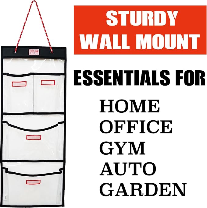 Rough Enough Locker Organizer, 4 Pockets Hanging for Gym Work Wall, Clear | Water-Repellent, Thick PVC Material, 27 x 11 Inch, 2 Small + 2 Large Pockets, for Police, Officer, Teacher - Image 3