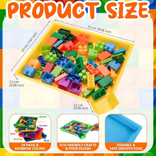 Reallnaive 24 Pcs Plastic Art Sorting Funnel Trays Quick Sorting Activity Serving Tray Stackable Craft Organizer for Classroom Beads Organizing Home Back to School DIY Project (Bright Color) - Image 2