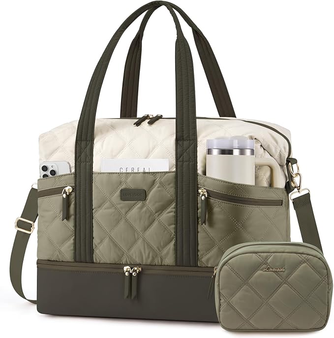 LOVEVOOK Travel Duffle Bag, Lightweight Weekender Bags for Women 40L | Shoe Compartment, Puffer Gym Bag Personal Item Travel Bag, Carry On Overnight Bags,Hospital Bag for Labor and Delivery by LOVEVOOK