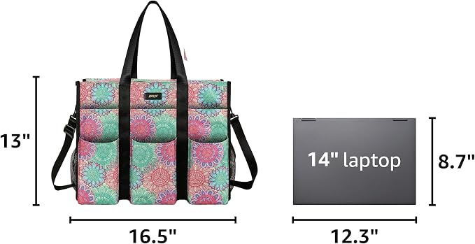 IBFUN Utility Tote Bag with 24 Pockets, Large Teacher Travel Tote for Women | Large Work Tote Bag 2pcs with Zipper for Travel Daily School Teacher Nurse, Large Lightweight Laptop Shoulder Bag Handbag - Image 3