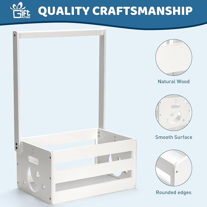 GiftAmaz White Wooden Baby Shower Crate Closet, Baby Storage Crate with Handle, Basket for Baby Shower Gifts, Welcome Gift Basket for Newborn Boys Girls, Pregnancy Gifts for New Parents - Image 7