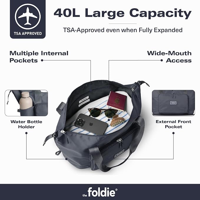 The Foldie Foldable Travel Bag for Women - 40L Weekender Bag with Multiple Pockets - Carry On Expendable Travel Bag - Image 3