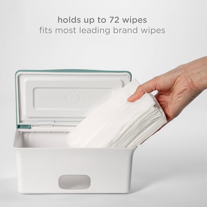 Ubbi Baby Wipes Dispenser with Weighted Plate, Open Water | Rubber Seal Keeps Wipes Fresh, Non-Skid Feet, Holds Standard Pack of Wipes, Baby Changing Station Essential - Image 6