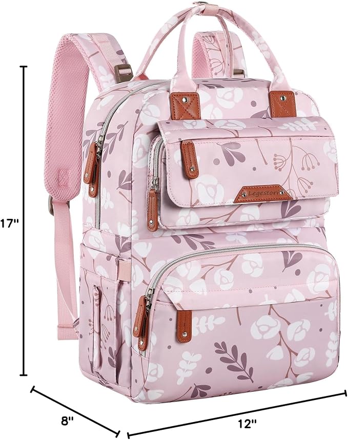 Diaper Bag Backpack for Baby Girl, Multifunction Waterproof Diaper Bag for Mom Dad, Large Pink Floral Baby Diaper Bags, Baby Essentials Travel Bag with Stroller Straps, Large Capacity, Stylish - Image 9