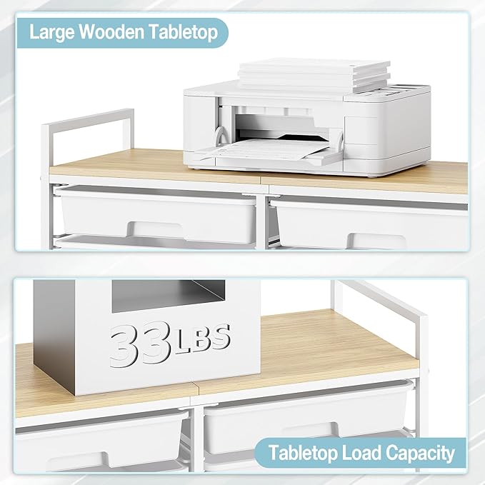 TOOLF 12 Drawers Rolling Storage Cart with Wooden Top for Classroom,White | Teacher Cart Craft Art Supply Organizer, Utility Cart with Lockable Wheels for Home Household Essentials, Office Organization - Image 6