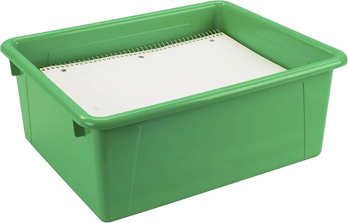 Storex Letter Size Deep Storage Tray – Organizer Bin for Classroom, Office and Home, Green, 5-Pack (62527U05C) , 10 x 13 x 5 Inches - Image 5